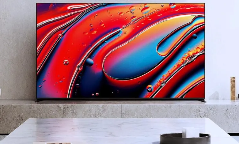 Modern flat screen TV displaying vibrant abstract art.