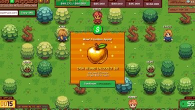 Cash Apples game interface showing a golden apple reward notification.