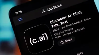 Character AI app listing on the Apple App Store, close-up view.