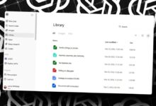 ChatGPT Library interface showing file storage and management options.