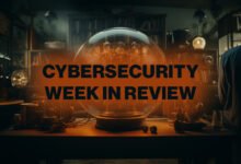 Cybersecurity Week in Review text overlay on a vintage lab scene.