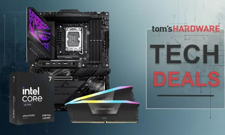 Intel Core Ultra CPU, ASUS ROG Strix motherboard, and Corsair Vengeance DDR5 RAM.