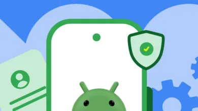 Android phone with security shield and Android robot icon.