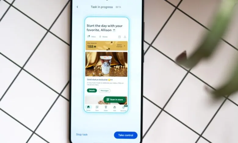 Smartphone displaying the Starbucks app interface with a gold status promotion.