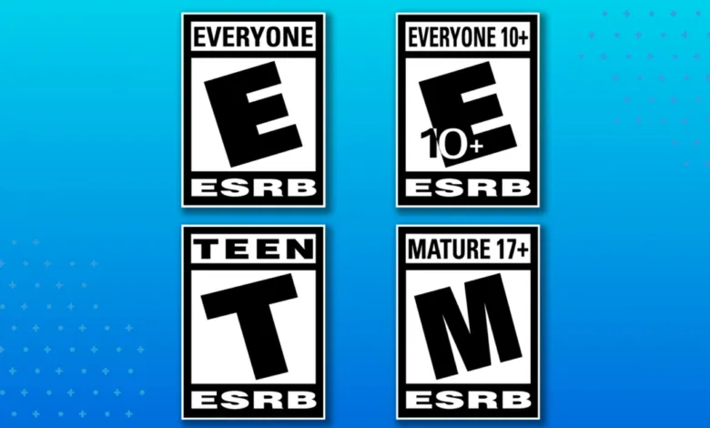 Four ESRB rating logos: Everyone, Everyone 10+, Teen, and Mature 17+.
