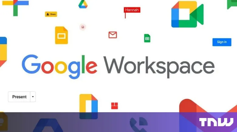 Google Workspace logo with app icons floating around the text.