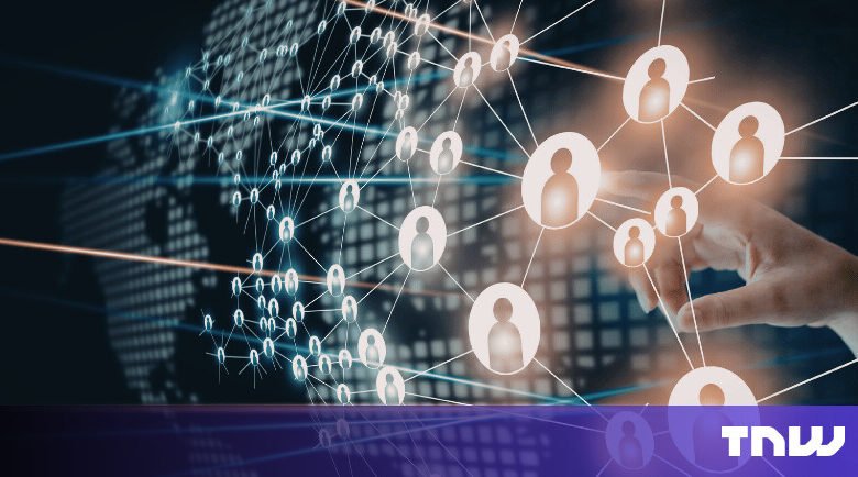 Global network of people connected by lines and nodes.