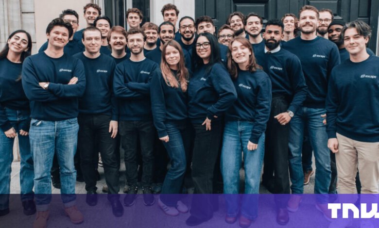 Group of people wearing matching sweatshirts with the 'Escape' logo.