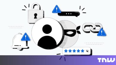 Stylized illustration of online security threats and data breaches.