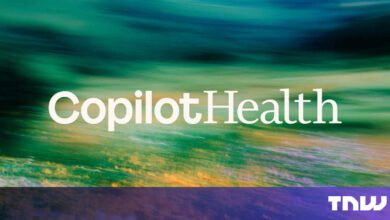 Copilot Health logo against blurred green and yellow background.