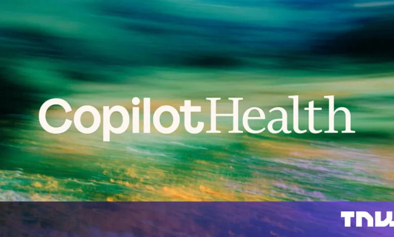 Copilot Health logo against blurred green and yellow background.