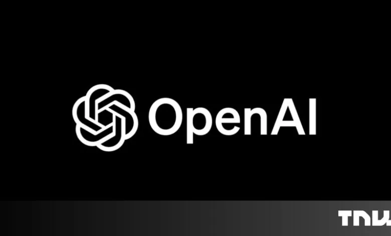 OpenAI logo in white on a black background.