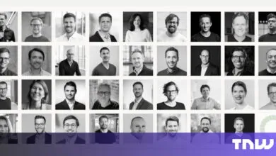 Collage of headshots of diverse professionals in black and white.