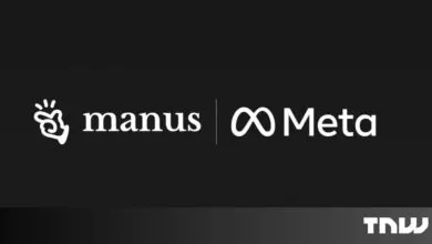 Manus and Meta logos side-by-side on a dark background.