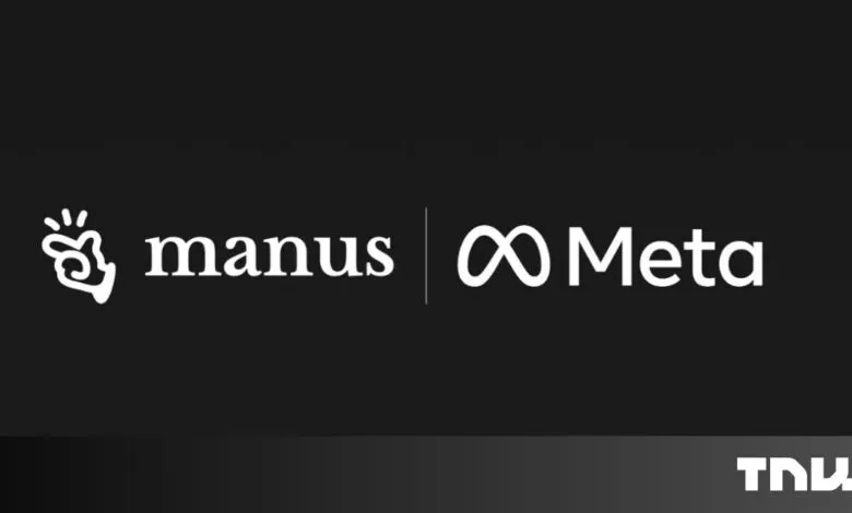 Manus and Meta logos side-by-side on a dark background.