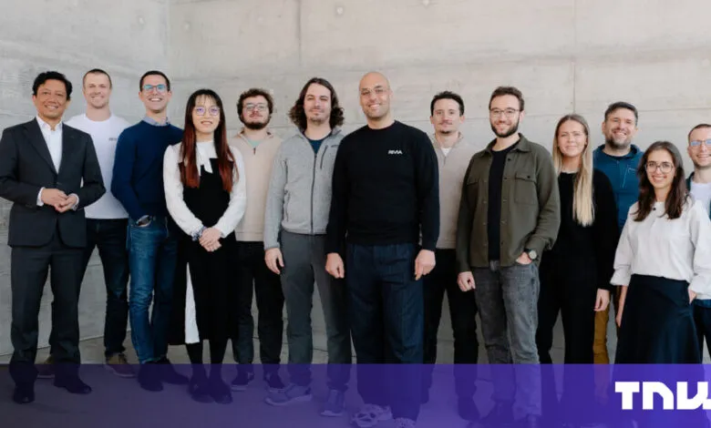 Group of diverse professionals standing together outdoors.