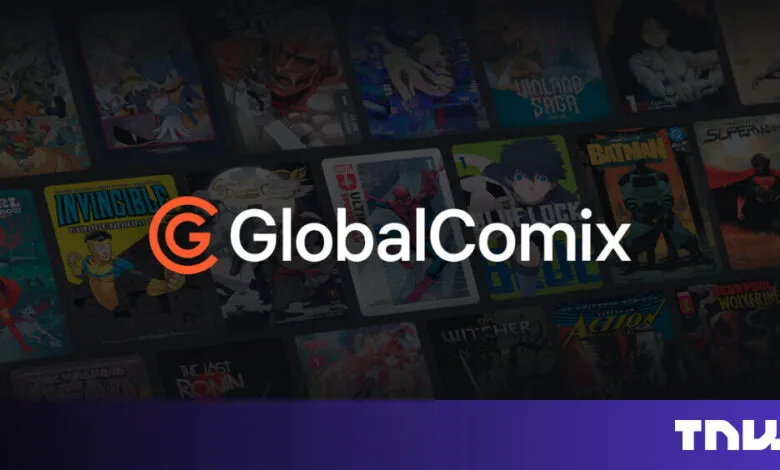 GlobalComix logo surrounded by comic book covers.