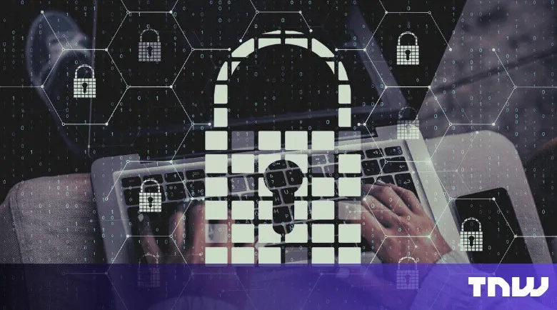 Laptop with padlock overlay, symbolizing data security.