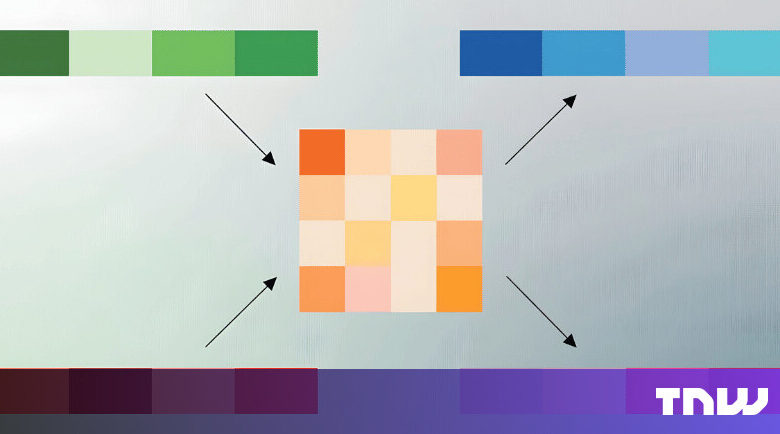 Color palette illustration with green, blue, purple, and orange hues.