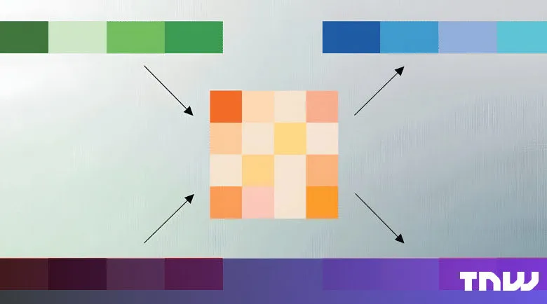 Color palette illustration with green, blue, purple, and orange hues.