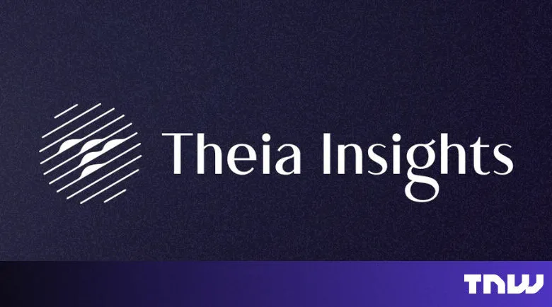 Theia Insights logo on a dark blue background with TNW logo at the bottom.