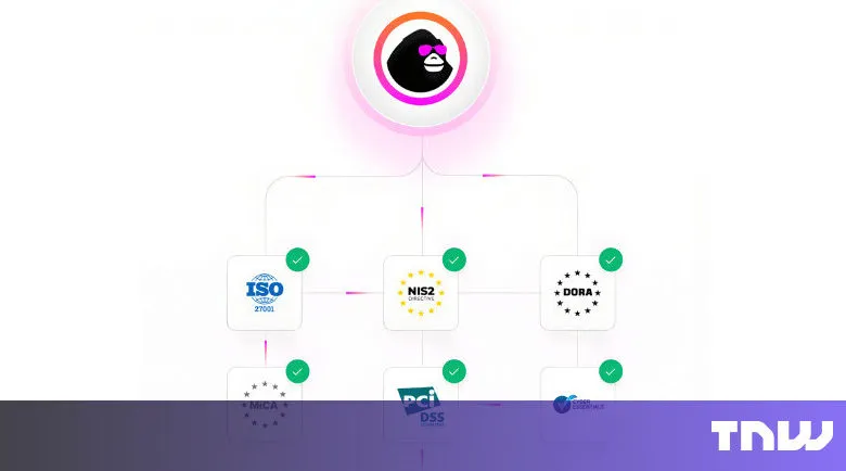 Compliance diagram with monkey icon and cybersecurity standards.