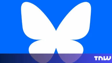 White butterfly logo on blue background with TNW logo.