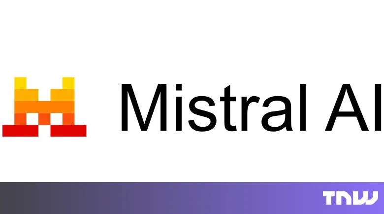 Mistral AI logo featuring pixelated orange and red icon next to the company name.
