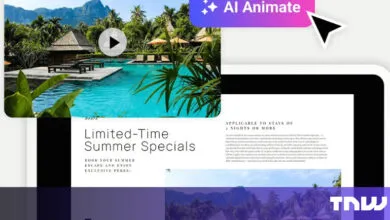 Summer vacation ad featuring a tropical resort pool and AI animation tool.