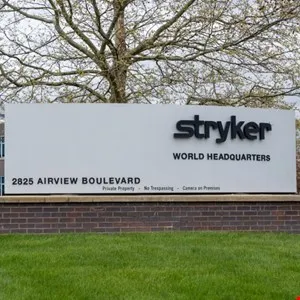 Stryker World Headquarters sign with address on Airview Boulevard.