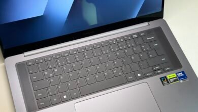 Close-up of a Samsung Galaxy Book Ultra laptop showing the keyboard and screen.
