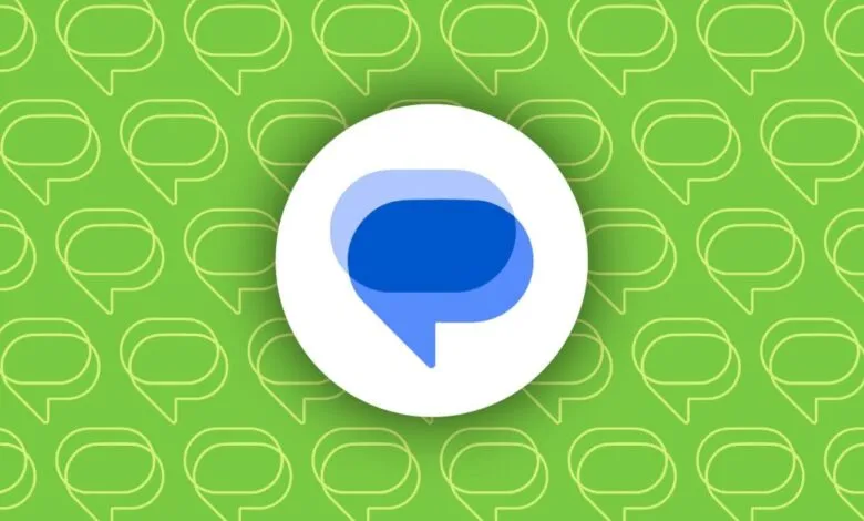 Google Messages logo on green speech bubble background.