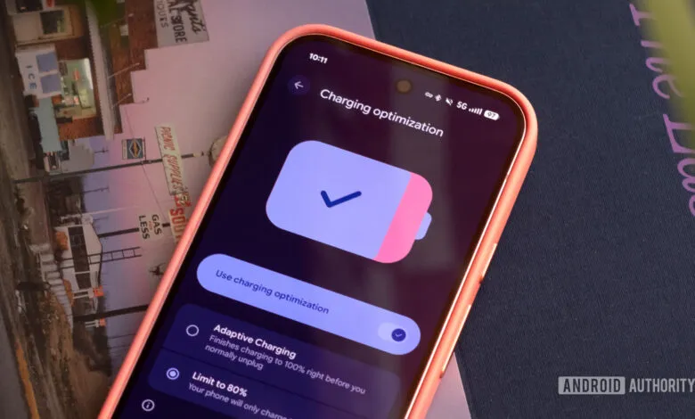 Google Pixel phone showing charging optimization settings screen.