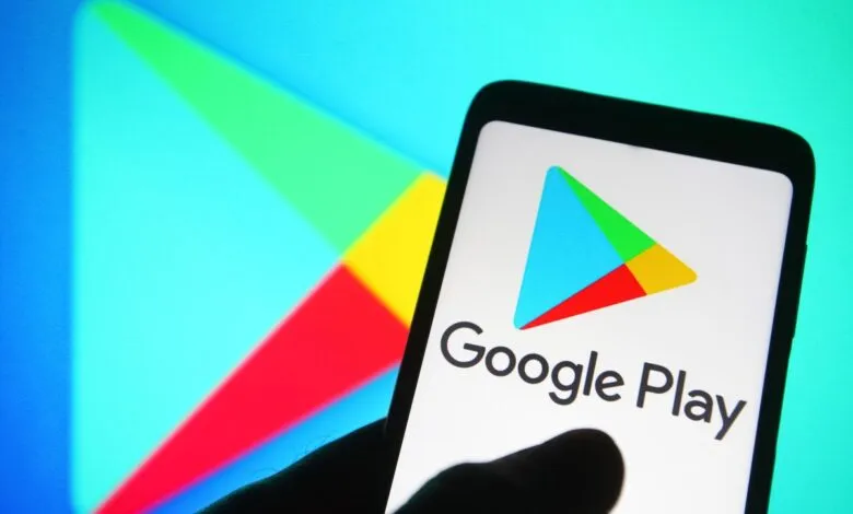 Google Play Store logo displayed on a smartphone screen.
