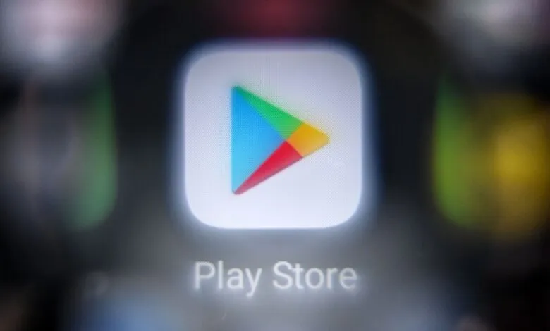 Google Play Store icon on a phone screen, close-up view.