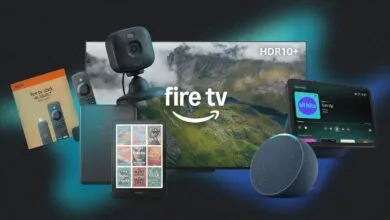 Amazon Fire TV devices including stick, tablet, Kindle, Echo, Blink camera, and Fire TV.