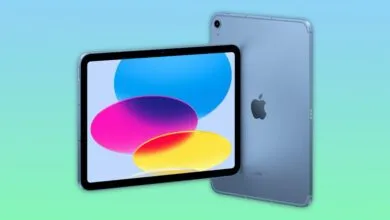 Two blue iPads, one showing a colorful screen, against a gradient background.