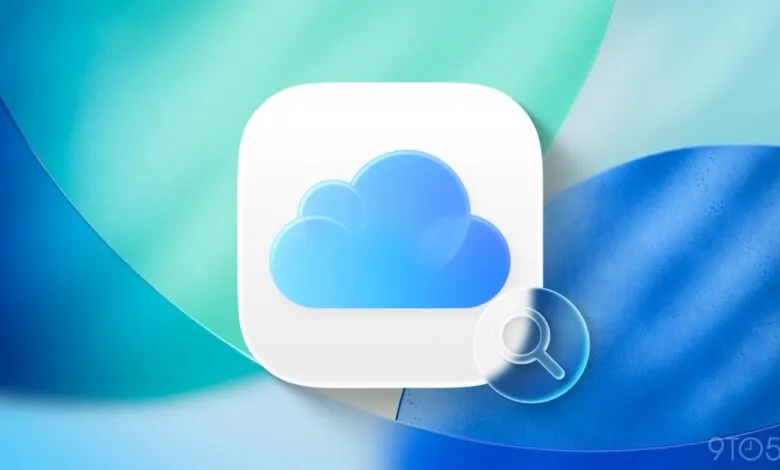 iCloud icon with a magnifying glass, indicating search functionality.
