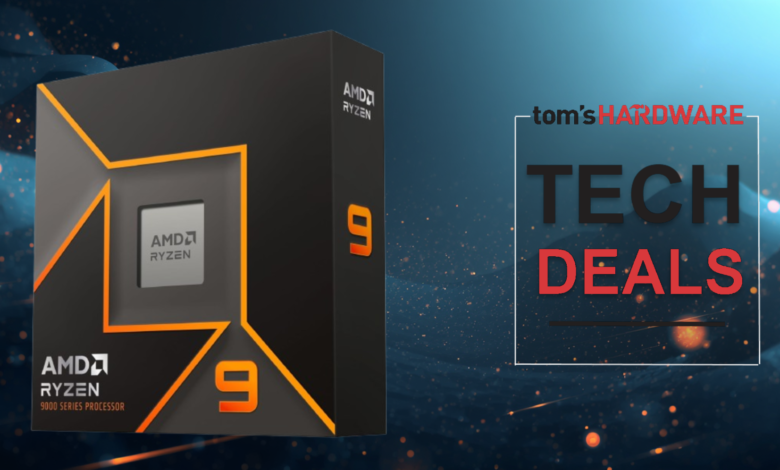 AMD Ryzen 9 9000 Series Processor box with 'Tech Deals' graphic.