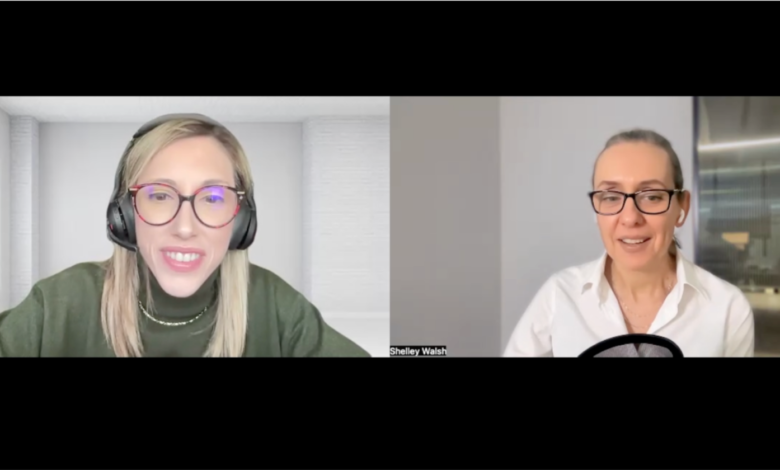 Split screen of Clara Soteras and Shelley Walsh in a video call.