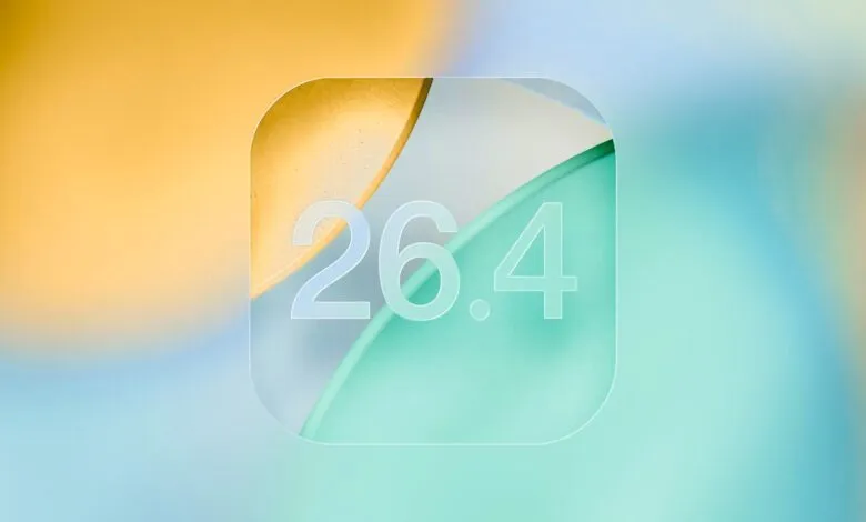 Abstract background with '26.4' in a rounded square, yellow and green hues.