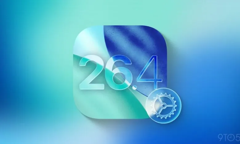 iOS 26.4 settings icon with gear on blue gradient background.