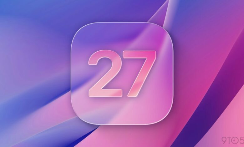 iOS app icon concept with the number 27 on a purple and pink gradient background.