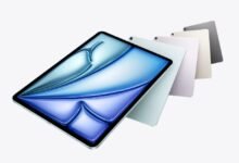 Multiple new iPad Air tablets in different colors displayed on a white background.