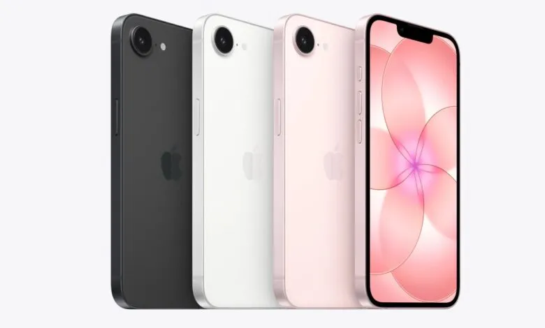 Four iPhones in black, white, pink, and with a floral screen display.