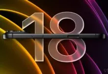 Sleek black iPhone 18 Pro mockup with vibrant, colorful background.