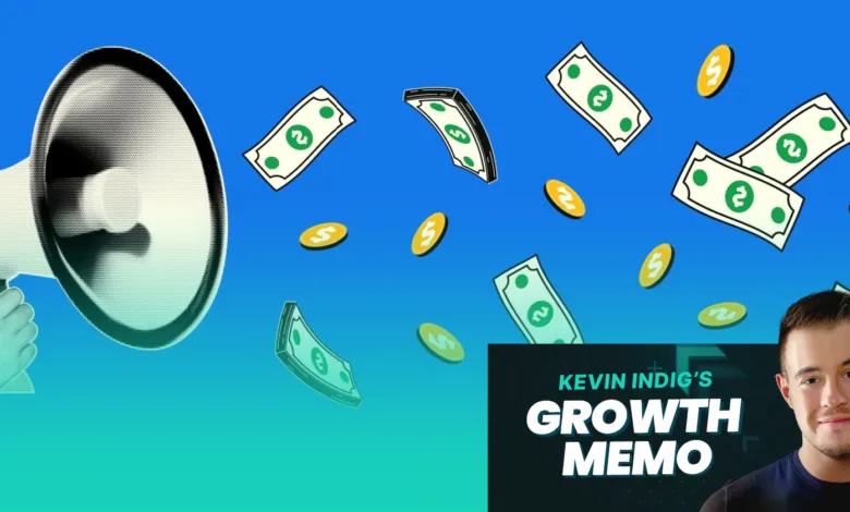 Kevin Indig's Growth Memo graphic with money falling and Kevin Indig's portrait.