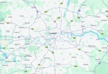 Detailed map of London and surrounding areas with major roads.