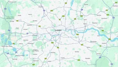 Detailed map of London and surrounding areas with major roads.