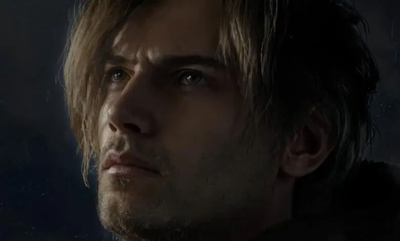 Close-up of Leon Kennedy with light brown hair and a serious expression.